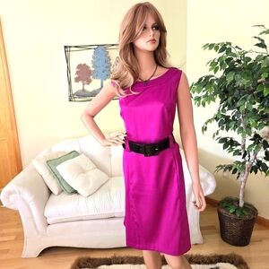 NWOT, Dress Barn Sleeveless Sheath Dress with Wide Black Belt, Size 16